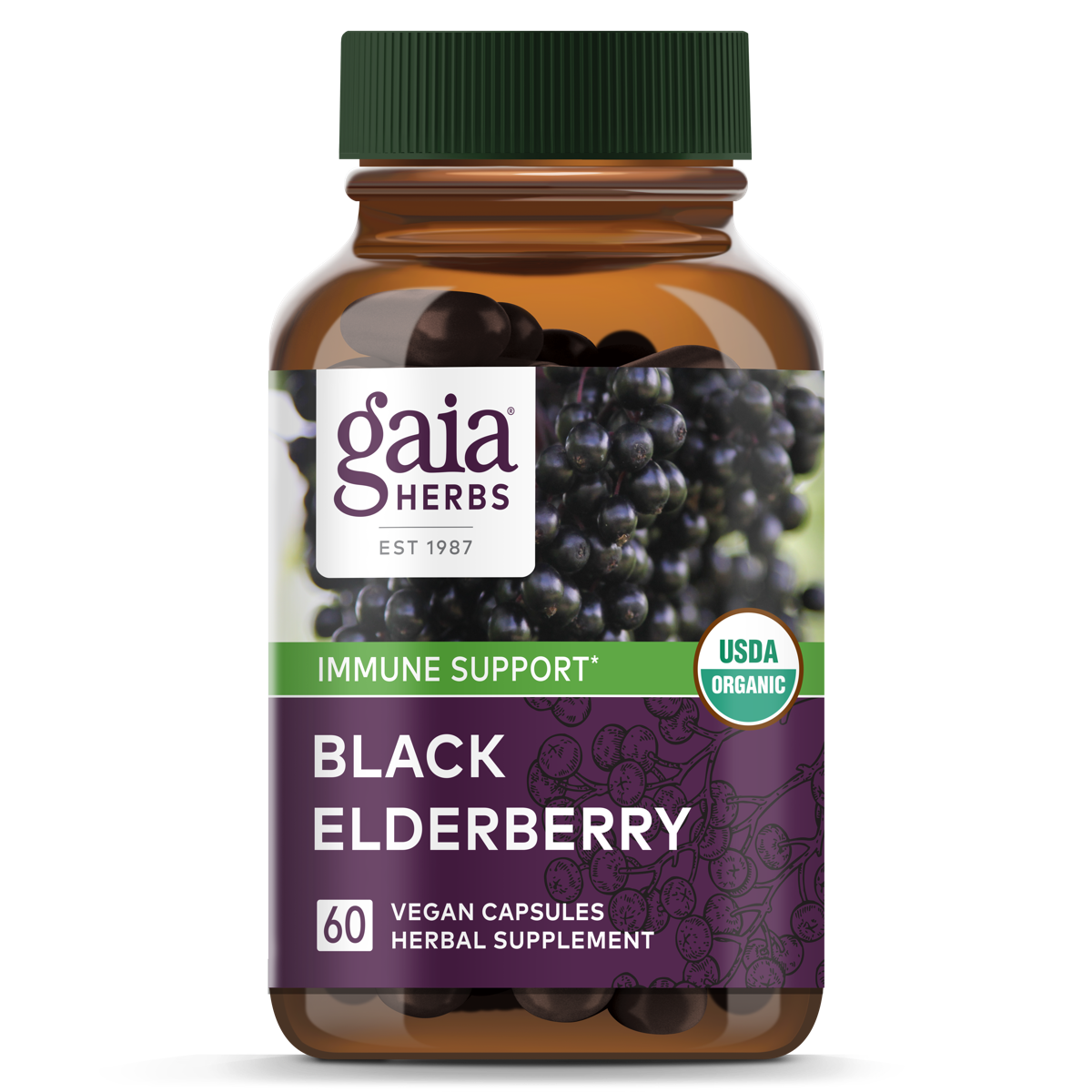 60 Count Black Elderberry Vegan Capsules