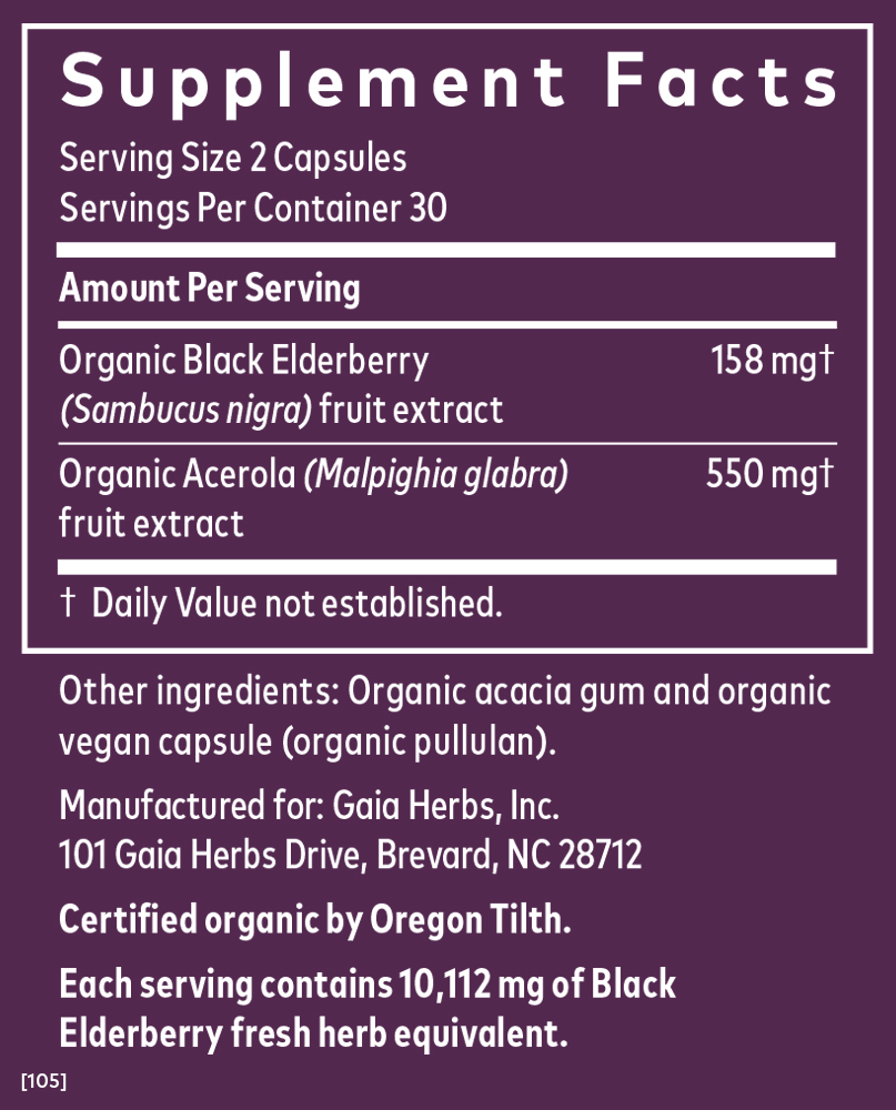 Black Elderberry 60 Count Supplement Facts