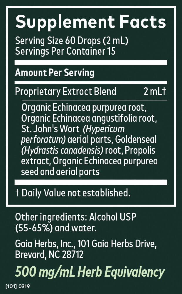 Echinacea Goldenseal Supreme Liquid Extract Supplement Facts