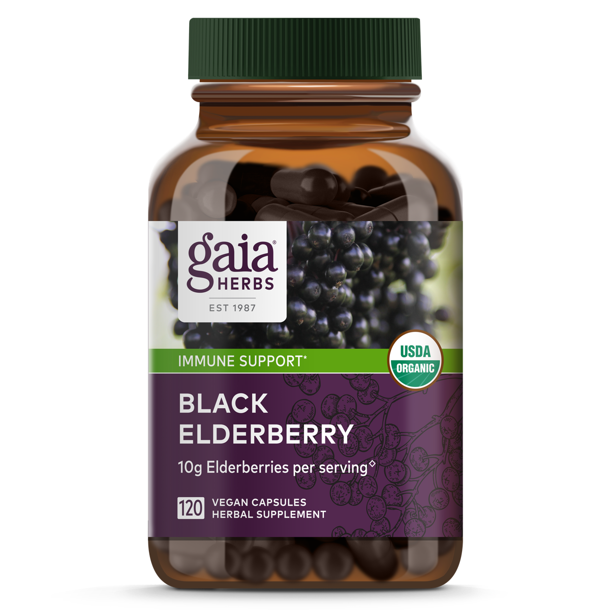 120 Count Black Elderberry Vegan Capsules