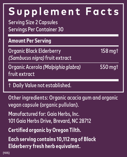 Black Elderberry 60 Count Supplement Facts