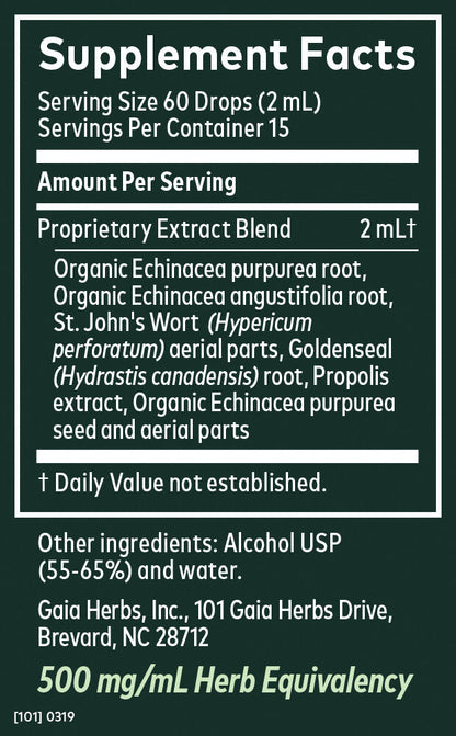Echinacea Goldenseal Supreme Liquid Extract Supplement Facts